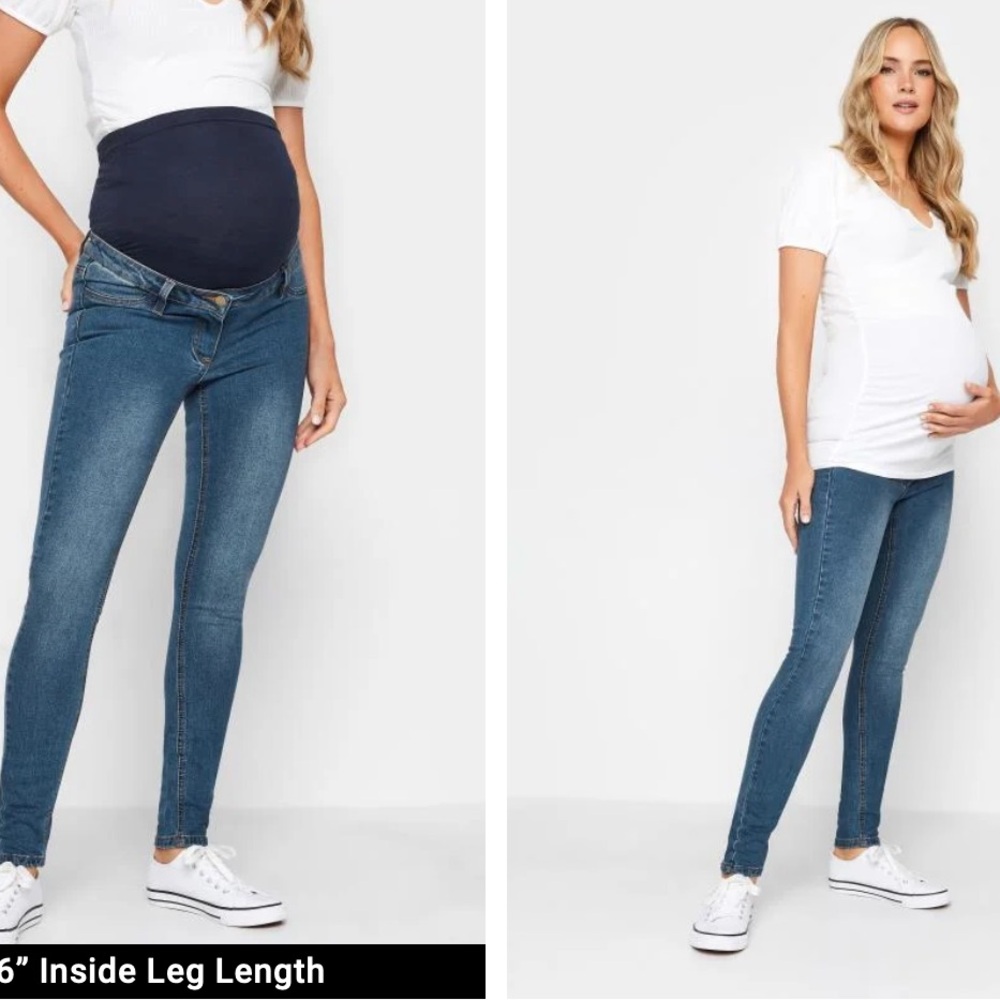 Maternity Long Tall Sally LTS Denim Jeans Mid Blue Skinny AVA NTW 💙
